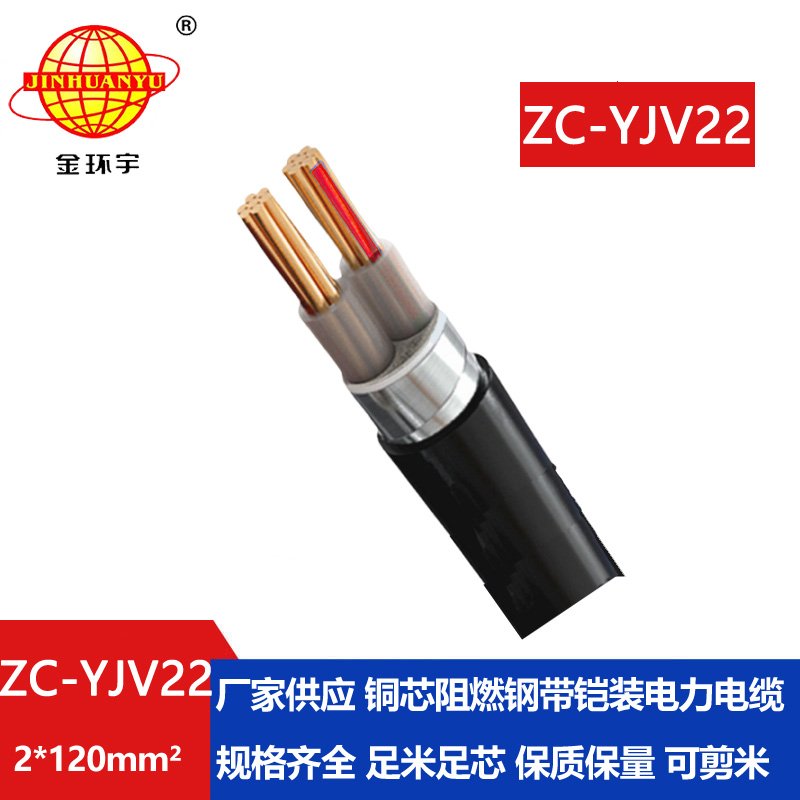 金環(huán)宇電纜 ZC-YJV22 2X120平方 交聯阻燃電纜 鋼帶鎧